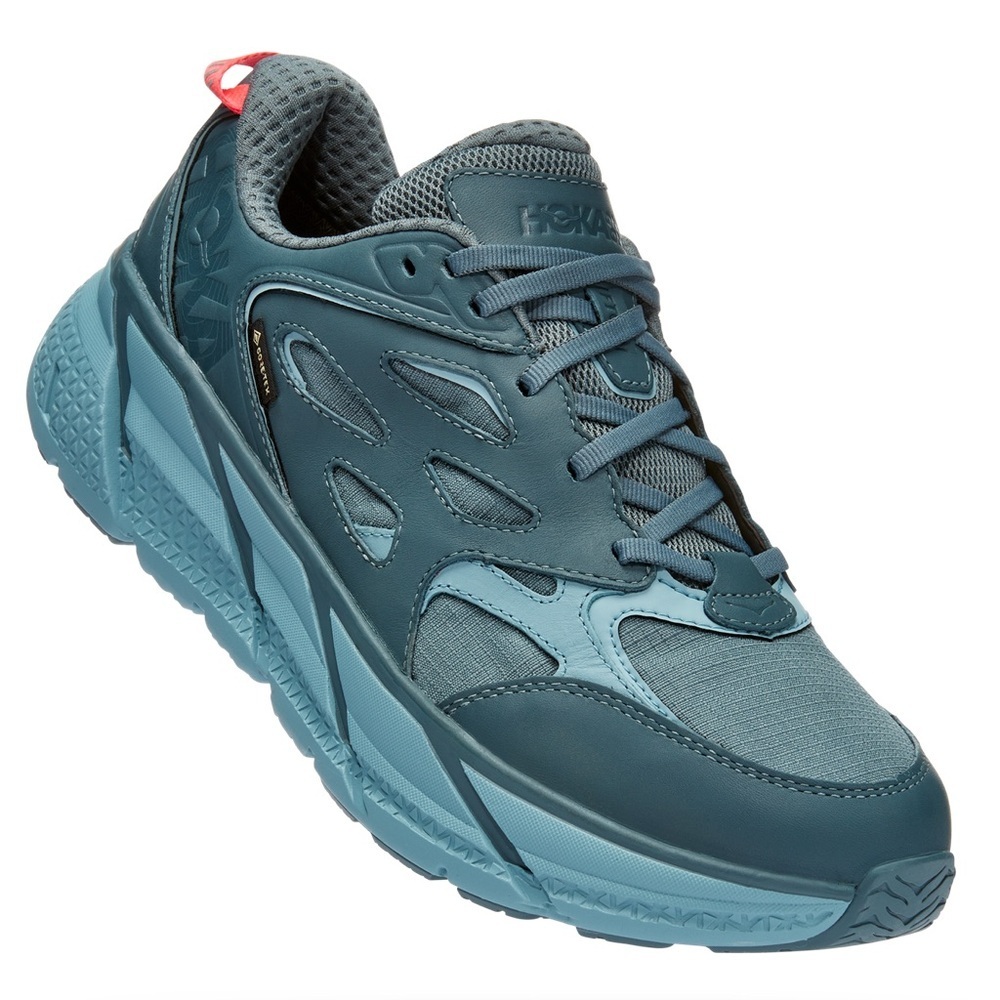 NWT Hoka Clifton Leather Gore-Tex Waterproof Unisex Goblin Stone Blue GBSB